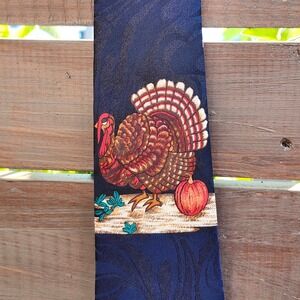 Novelty Thanksgiving Men's Necktie Turkey Fall Tie Funny Gobble Til You Wobble